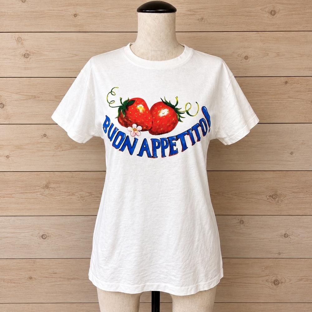 Damson Madder Buon Appetito Strawberry Graphic T-Shirt White Womens Size 8